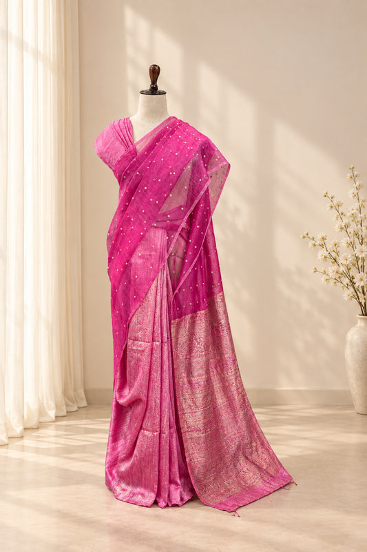 Pure Matka Silk Pink Saree