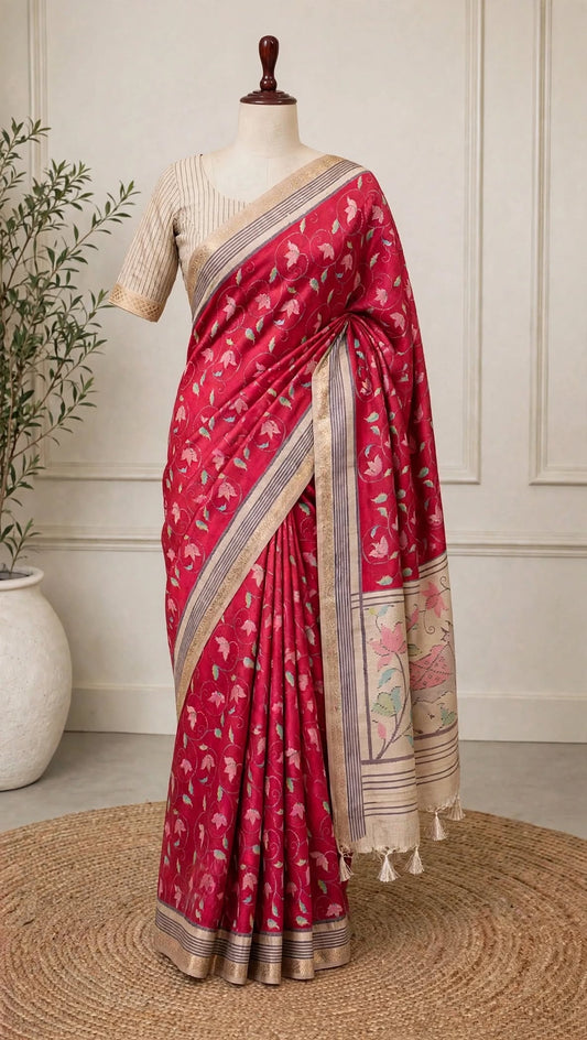 Blended Tussar Print Saree