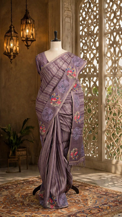 Blended Tussar Cutwork Saree