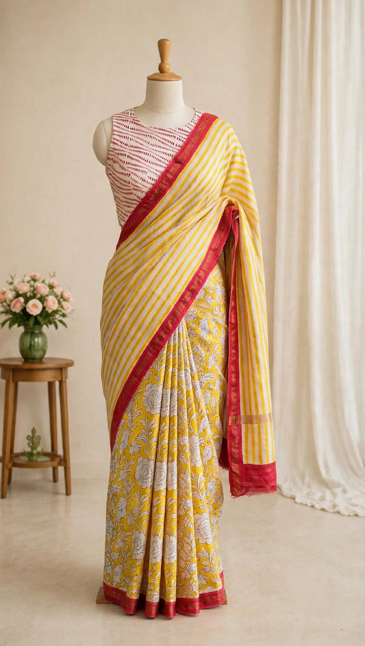 Pure Chanderi Handblock Saree