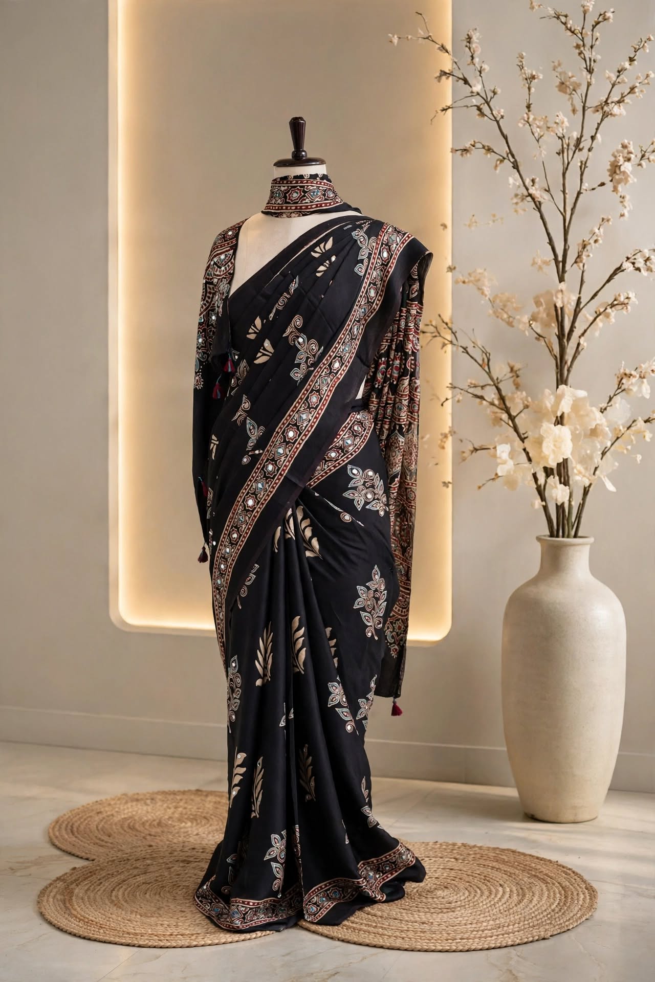 Pure Modal Mirror Work Saree