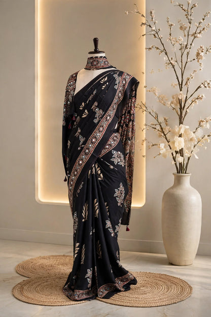 Pure Modal Mirror Work Saree