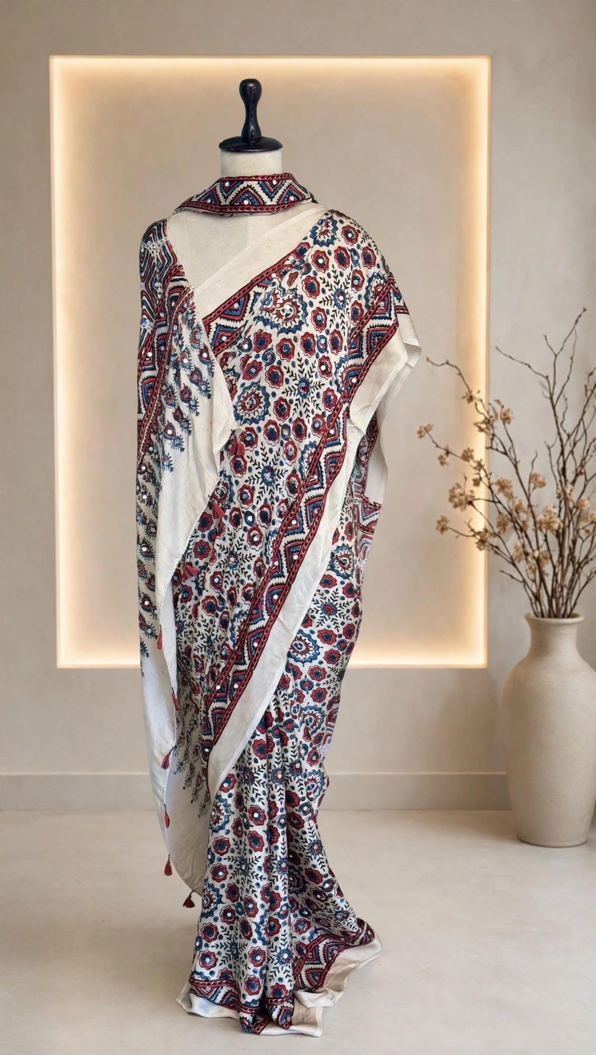 Pure Modal Mirror Work Saree