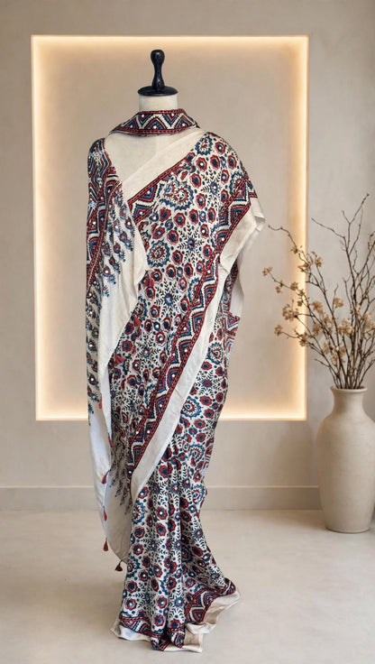 Pure Modal Mirror Work Saree