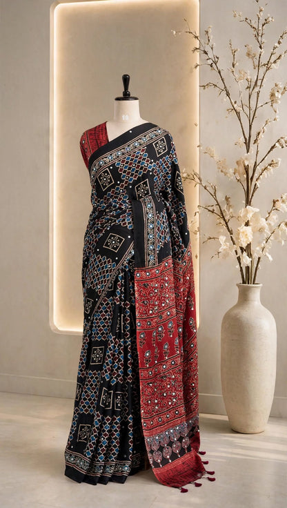 Pure Modal Mirror Work Saree