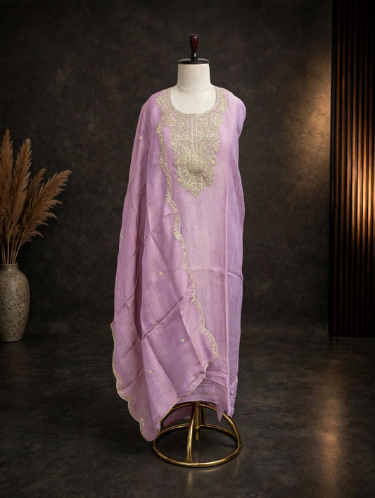 Lavender Shimmer Unstitched Suit