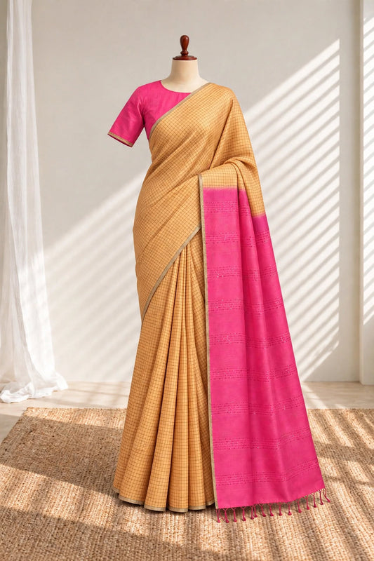 Chanderi Checkered Saree