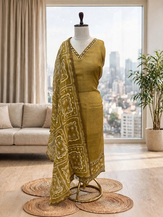 Linen Kantha Unsticthed Suit