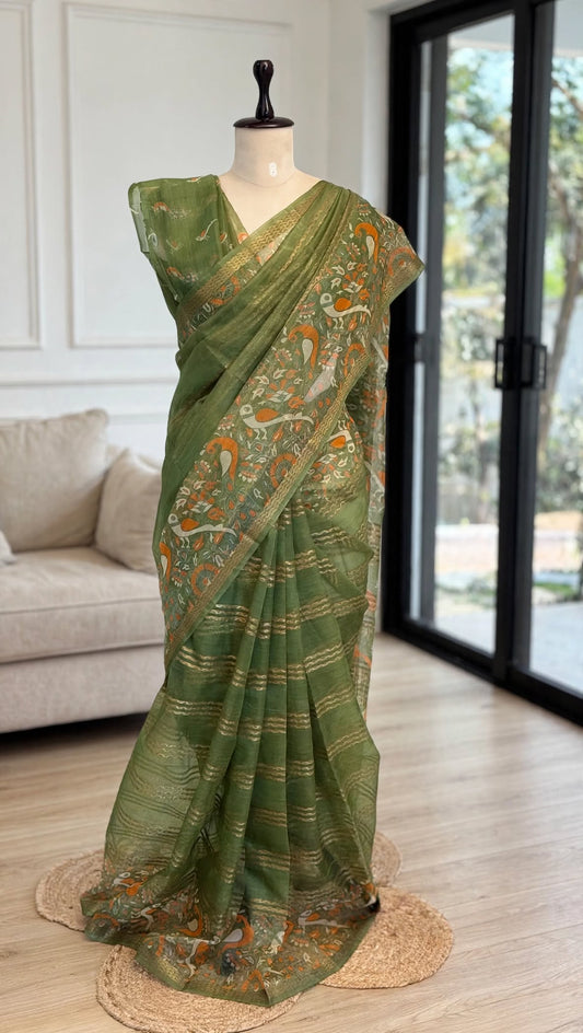 Blended Organza Kalamkari Saree