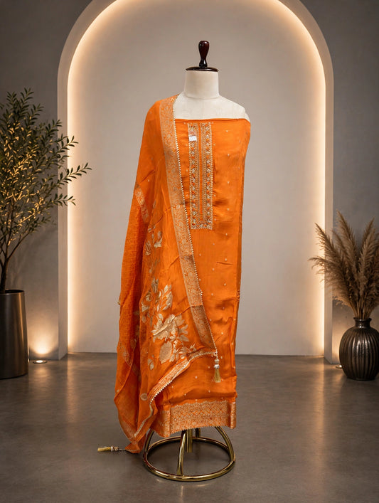 Silk Emblished Unstitched Suit