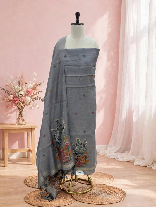 Chanderi Ostrich Unstitched Suit
