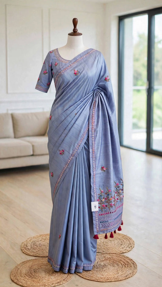 Blended Tussar Kantha Saree