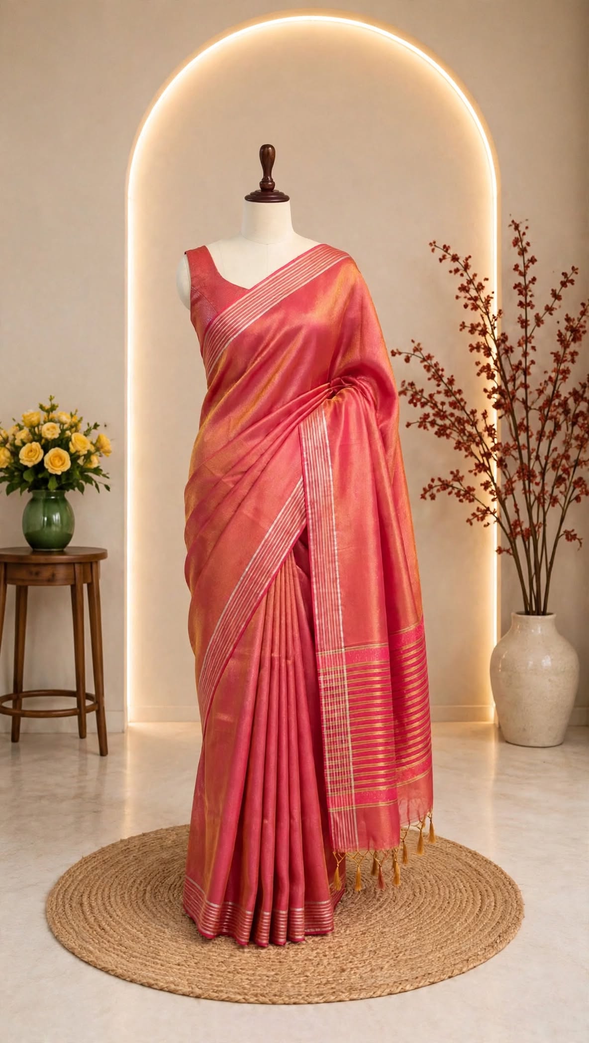 Tissue Line Border Saree