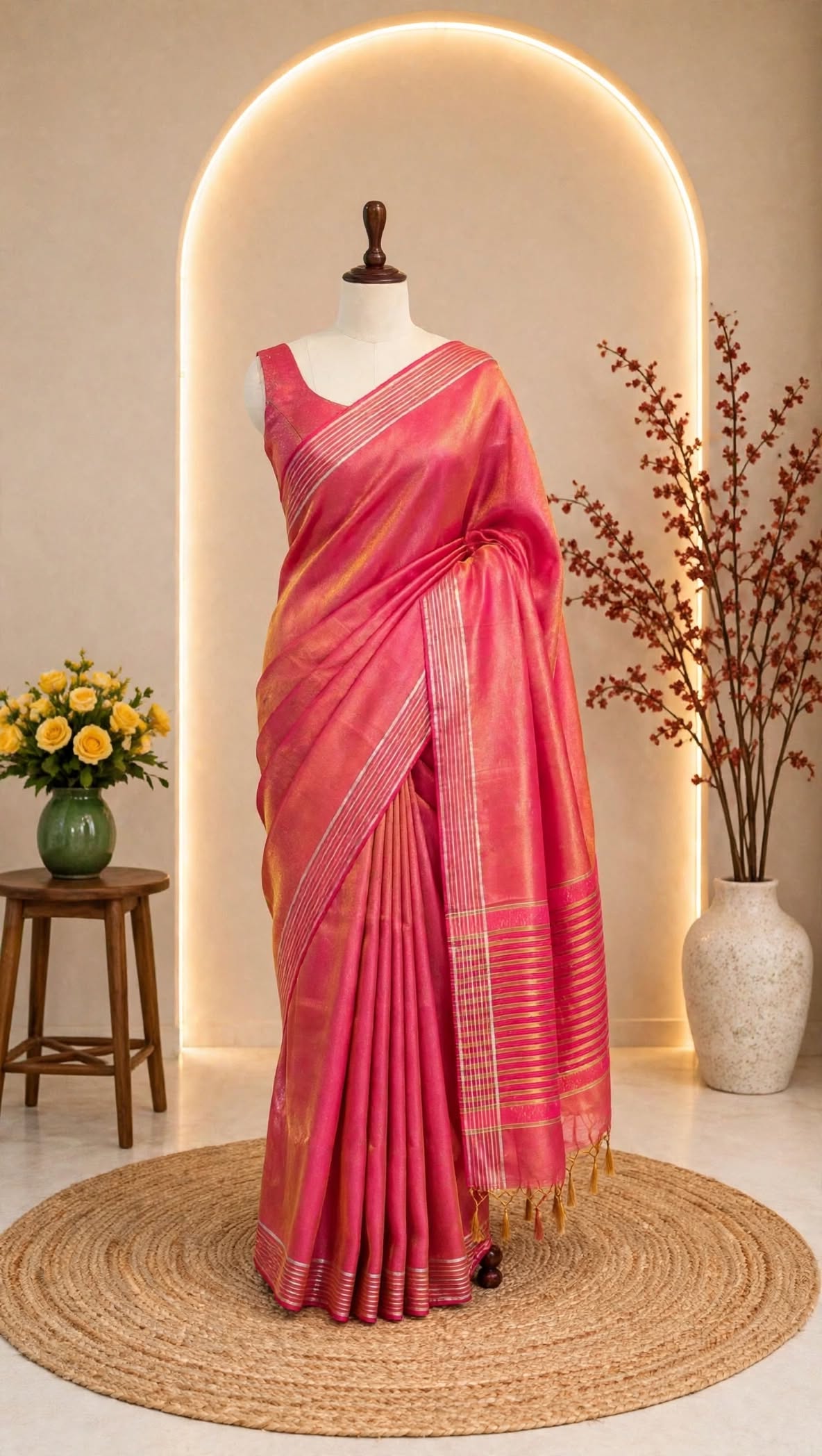 Tissue Line Border Saree