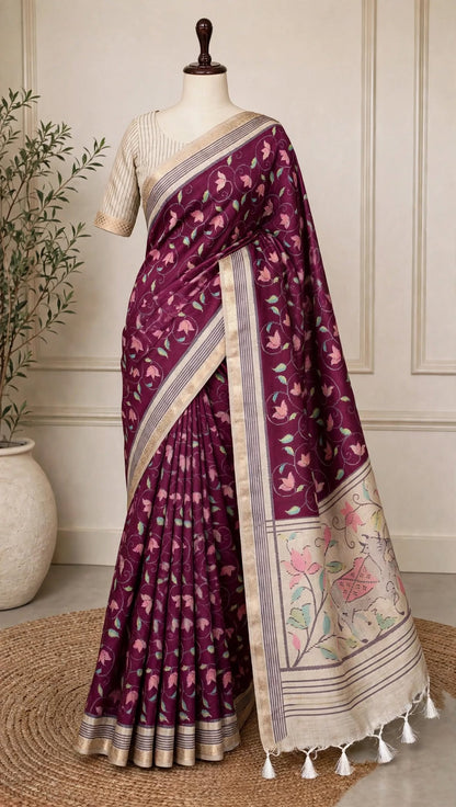 Blended Tussar Print Saree