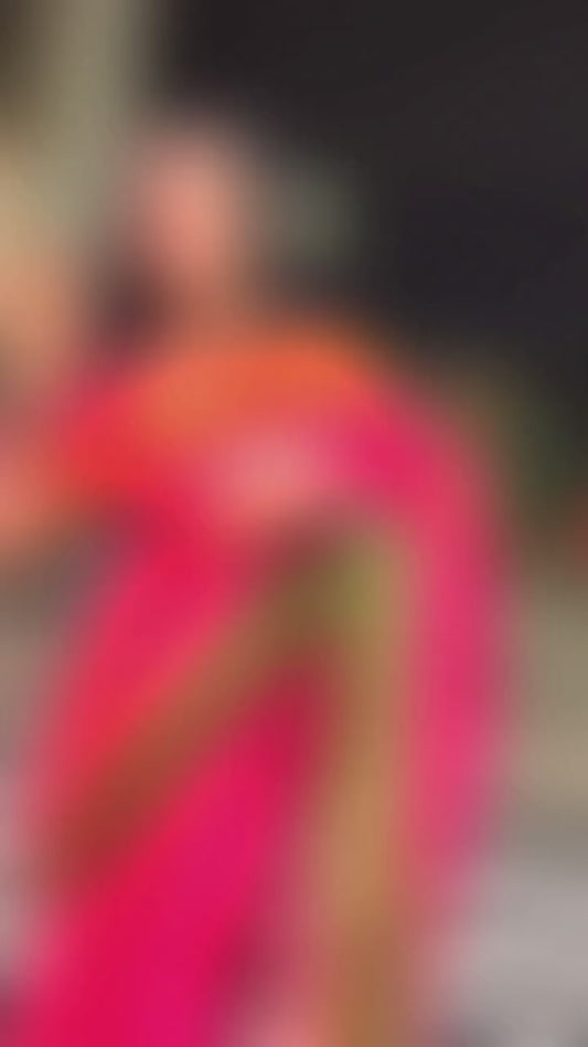 Anupama Pure Zari Kanjivaram Pink Checks Silk Saree