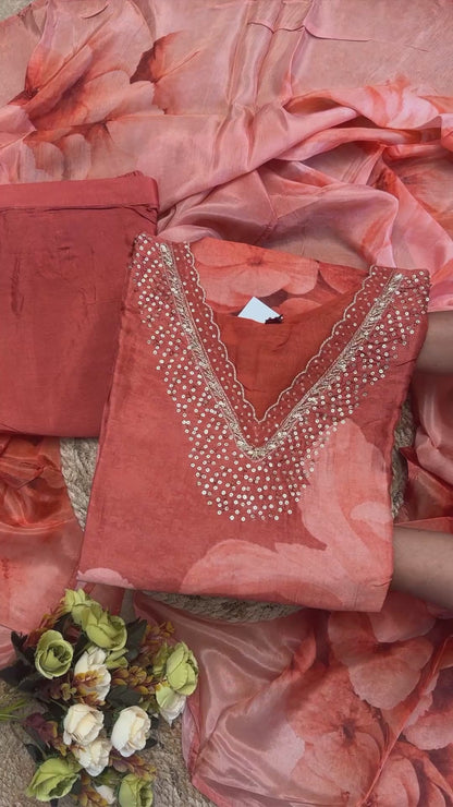 Rust Muslin Suit