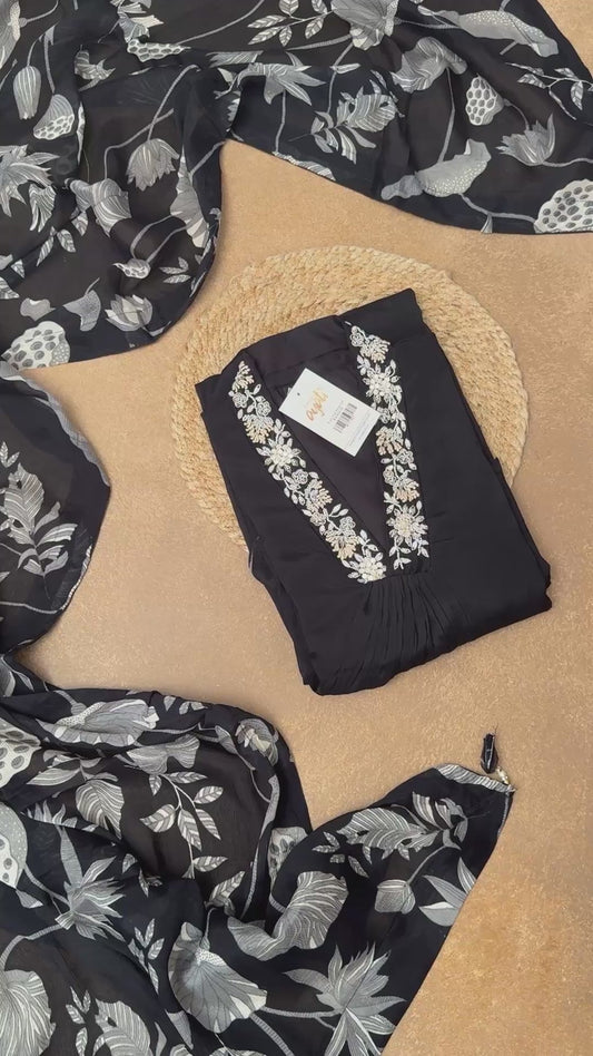 Black High Neck Suit