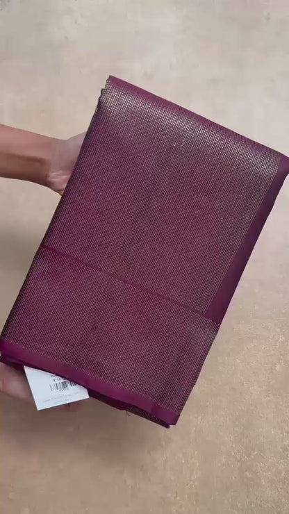 Plum Silver Zari Woven Soft Silk Saree