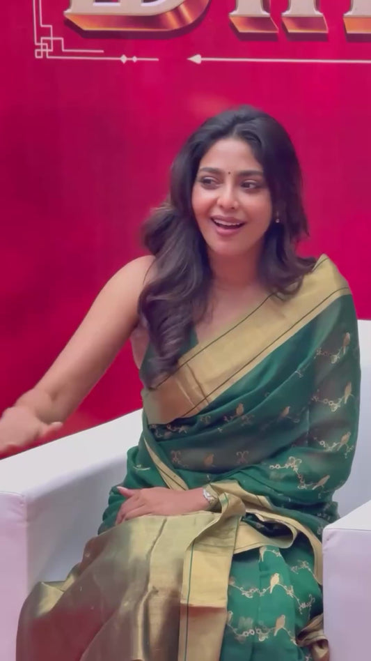 Pure Chanderi Aishwarya Lekshmi Green Saree