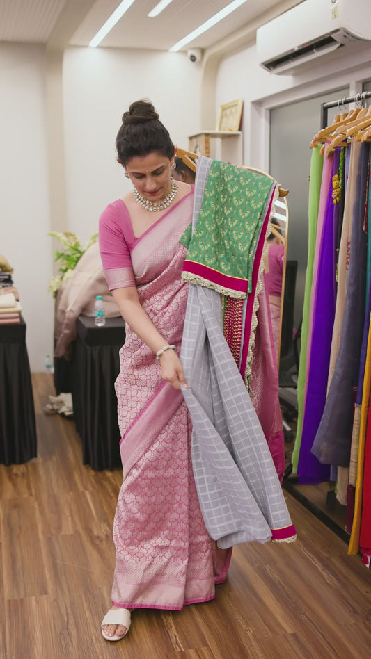 Chiffon Ash Saree