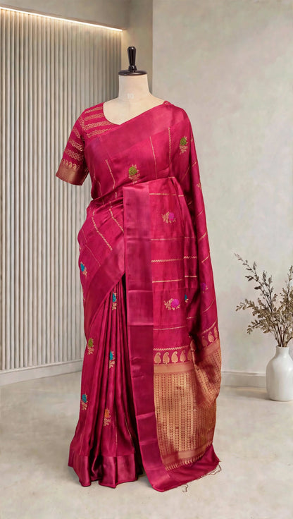 Blended Raw Mango Khatan Silk Saree