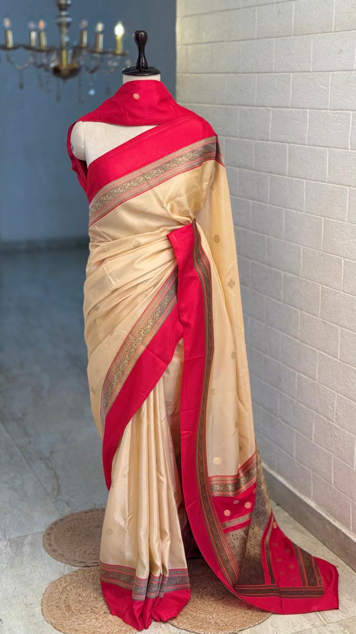 Blended Viscose Pattu Contrast Saree