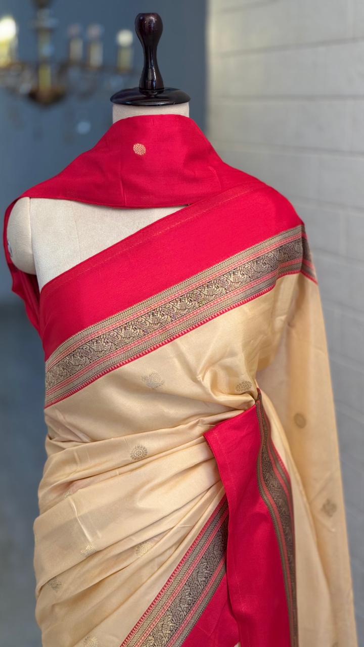 Blended Viscose Pattu Contrast Saree