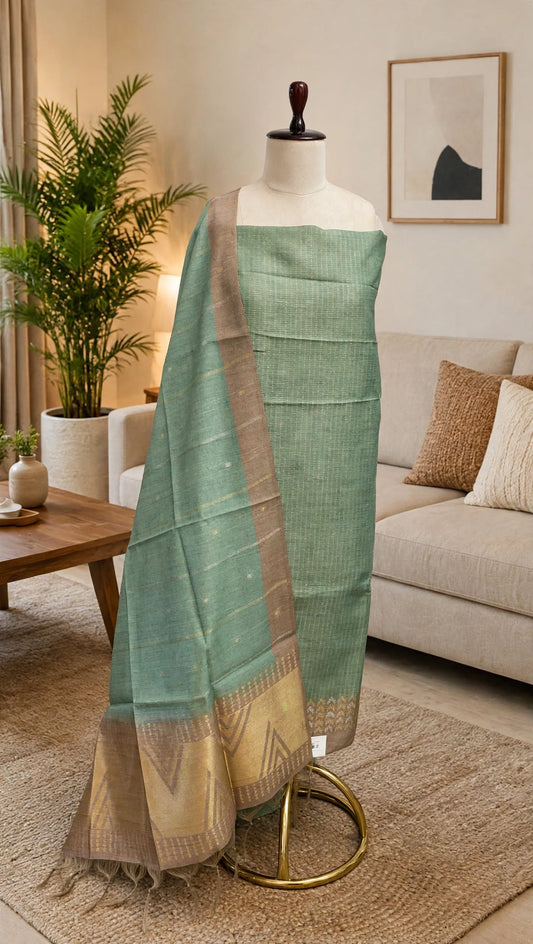 Semi Tussar Unstitched Suit
