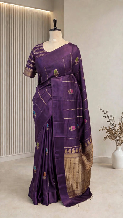 Blended Raw Mango Khatan Silk Saree