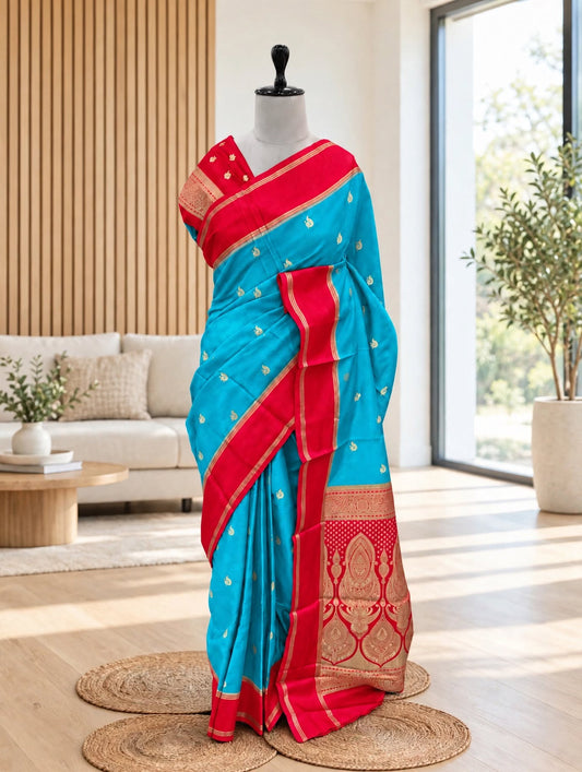 Gaji Silk Contrast Gap Border Saree